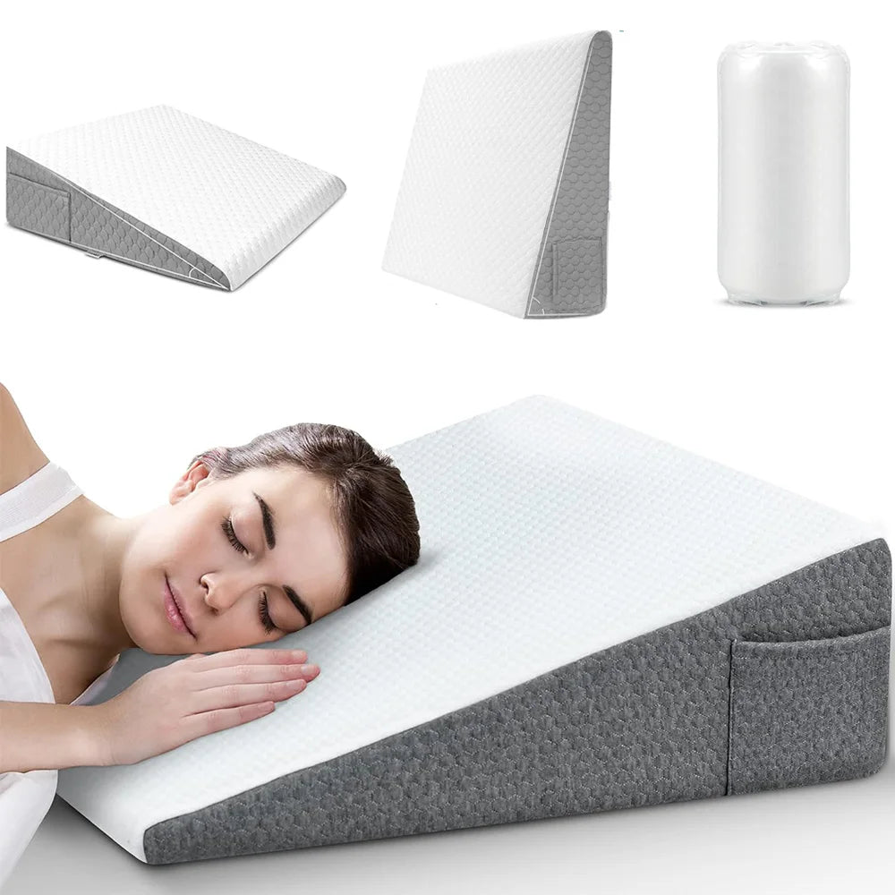 Memory Foam Bed Wedge Pillow for Snoring and Back Support - 1