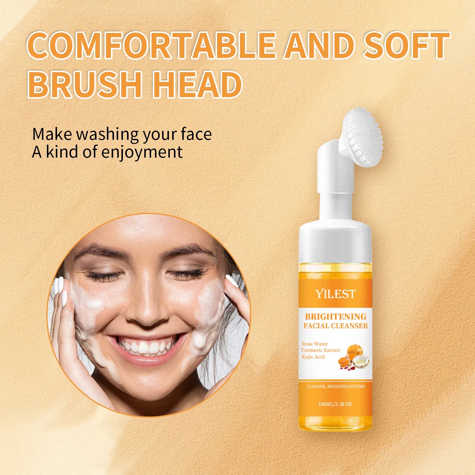 Brightening Turmeric Facial Cleanser with Exfoliating Brush - 2