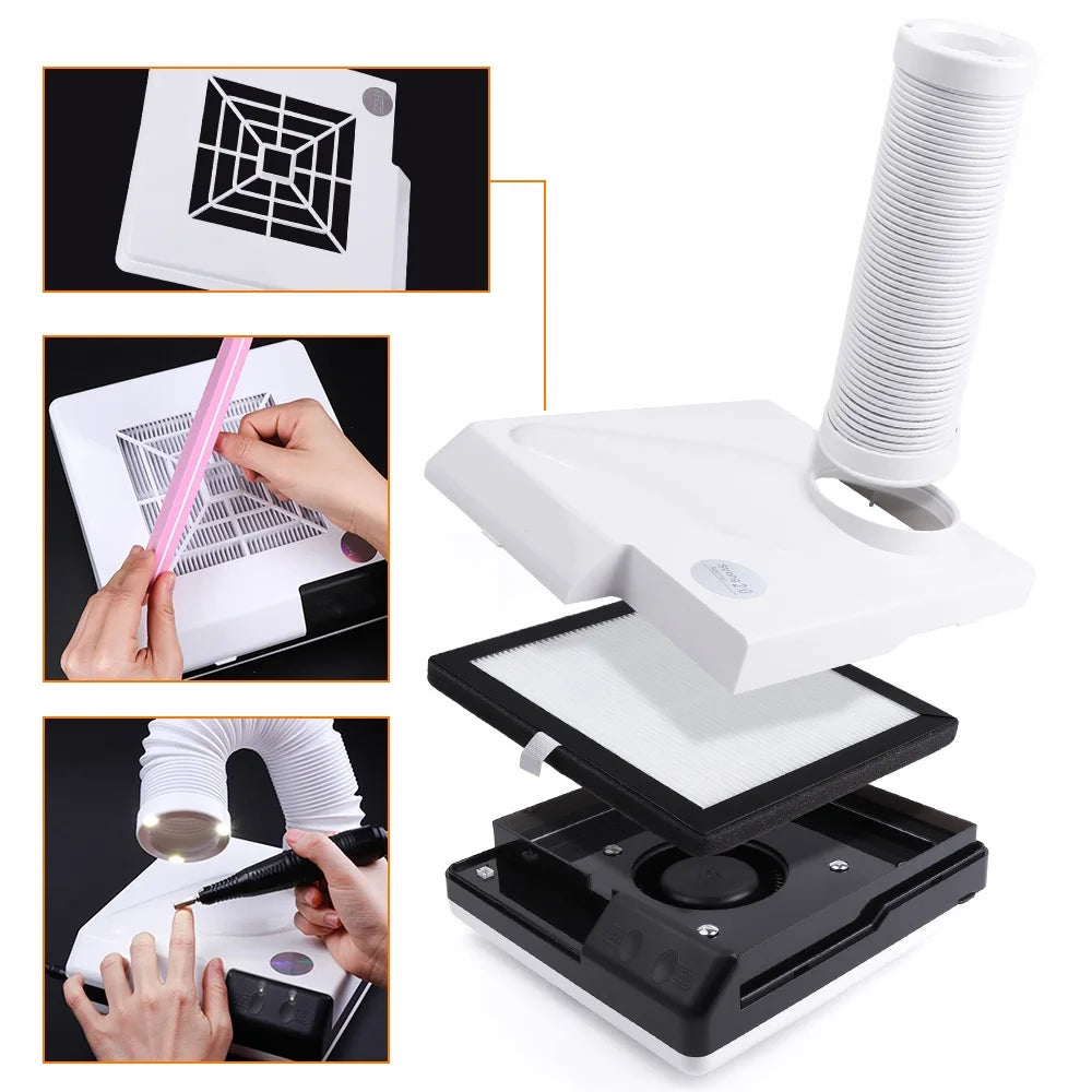 Professional 2-in-1 Nail Dust Collector with LED Lighting - 12