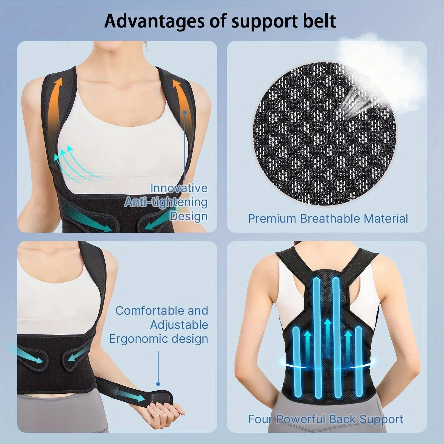 Adjustable Back Posture Corrector and Spine Support Brace - 4