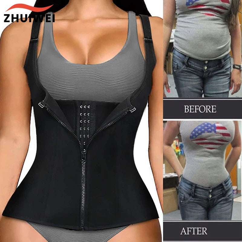 Zipper Waist Trainer Vest for Tummy Control and Posture - 1