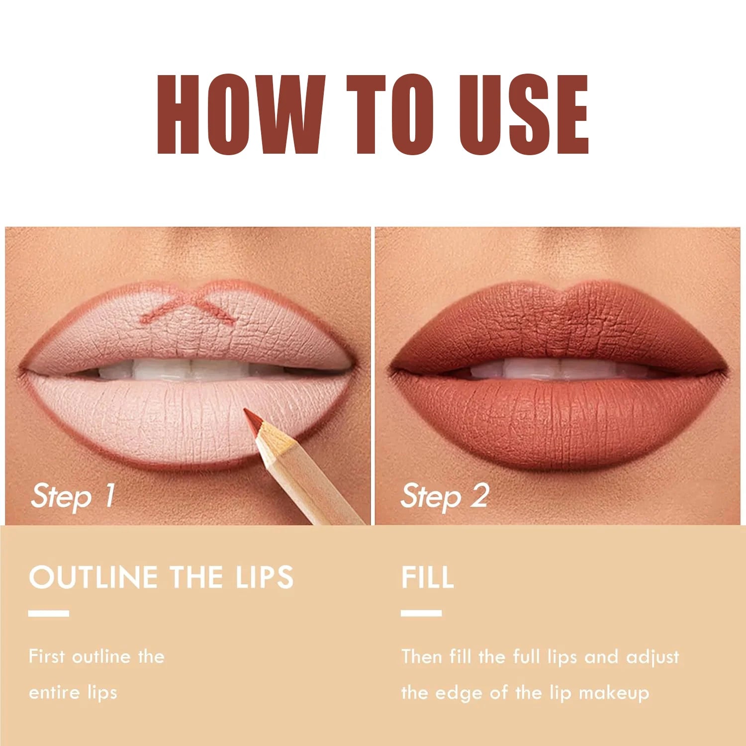 12-Color Waterproof Matte Lip Liner Pencil Set - 4