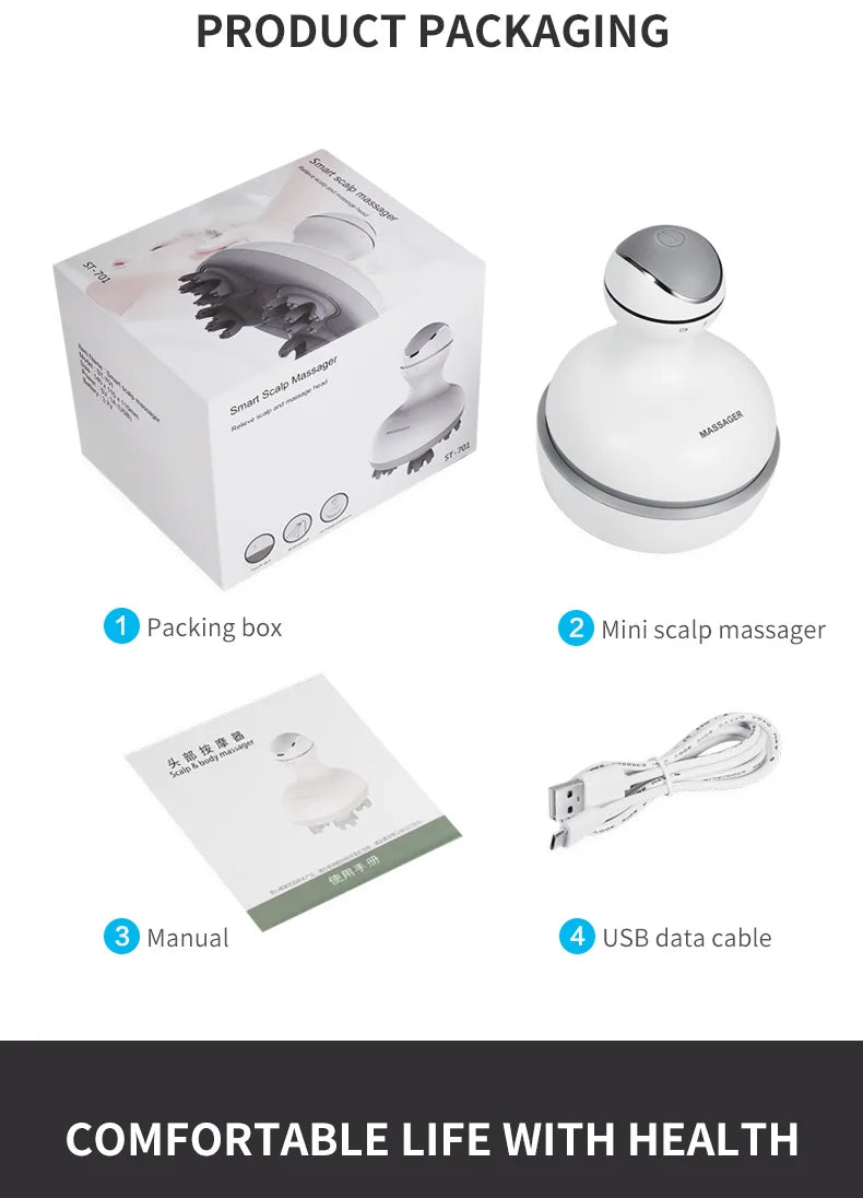 Electric Cordless Scalp Massager for Stress Relief and Hair Growth - 20