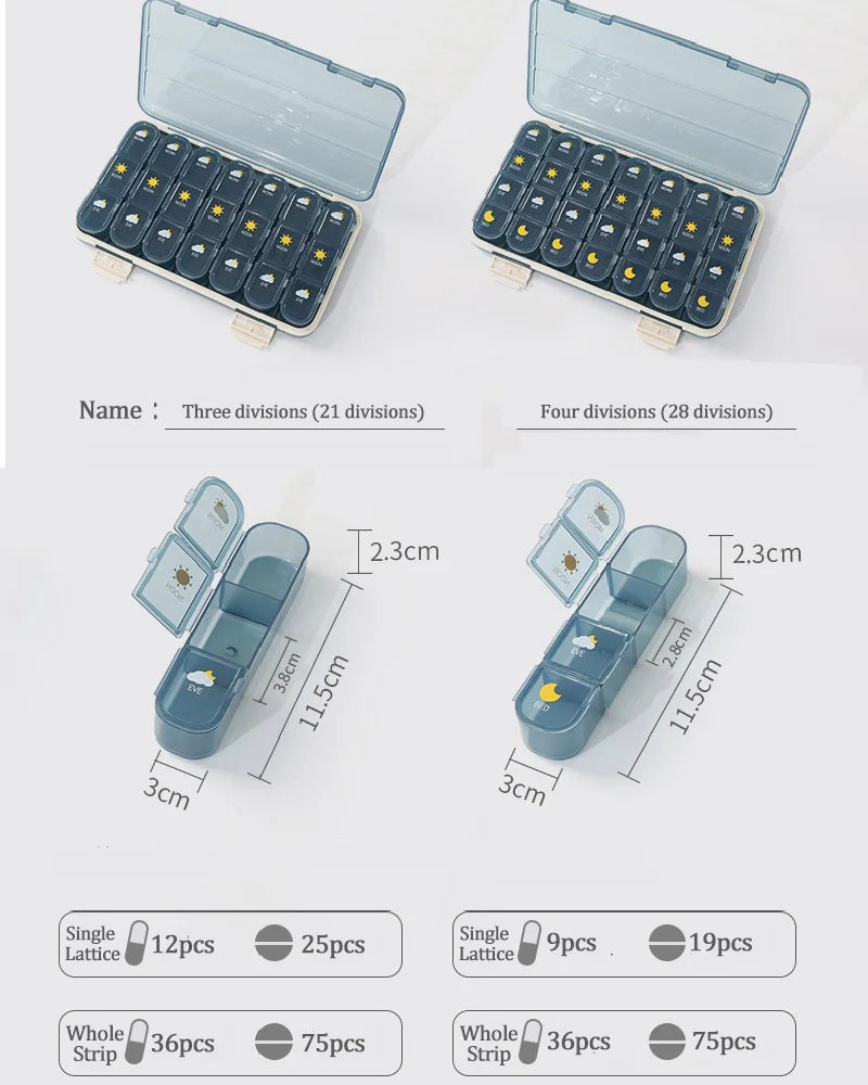 7-Day Portable Weekly Pill Organizer and Medication Dispenser - 13