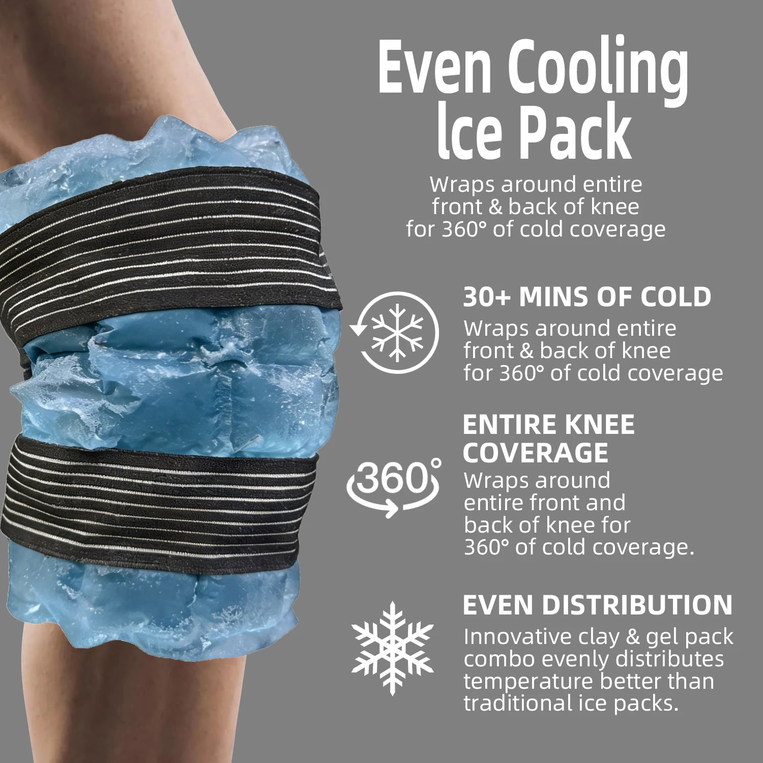 Reusable Hot and Cold Therapy Knee Ice Pack Wrap - 25