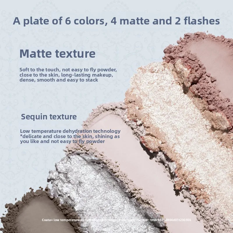 6-Color Shell Pearl Eyeshadow Palette for Long-Lasting Makeup - 5