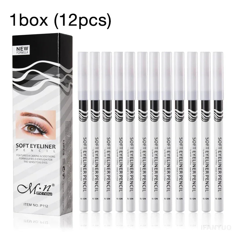 12-Piece Waterproof White Eyeliner Pencil Set - 21