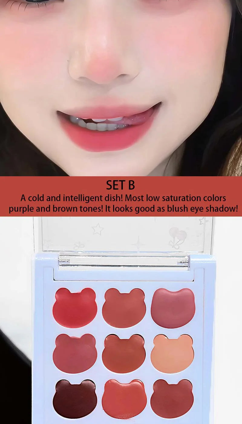 9-Color Matte Lip Mud Makeup Palette - 13