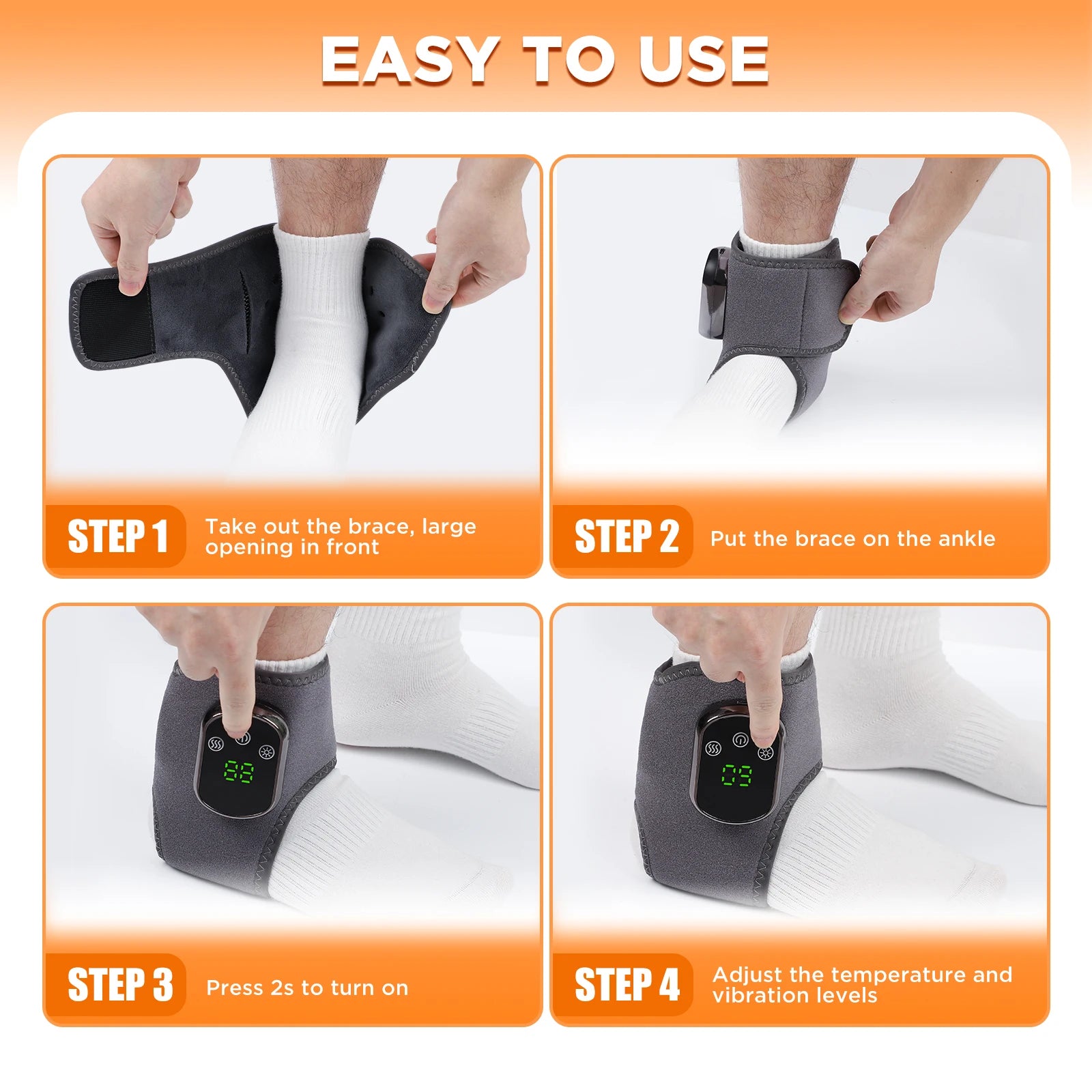 Electric Heated Ankle Brace Massager with Vibration Therapy - 5