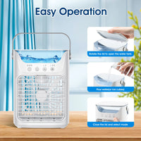 Portable Mini Desktop Air Cooler with Water Mist & Timer