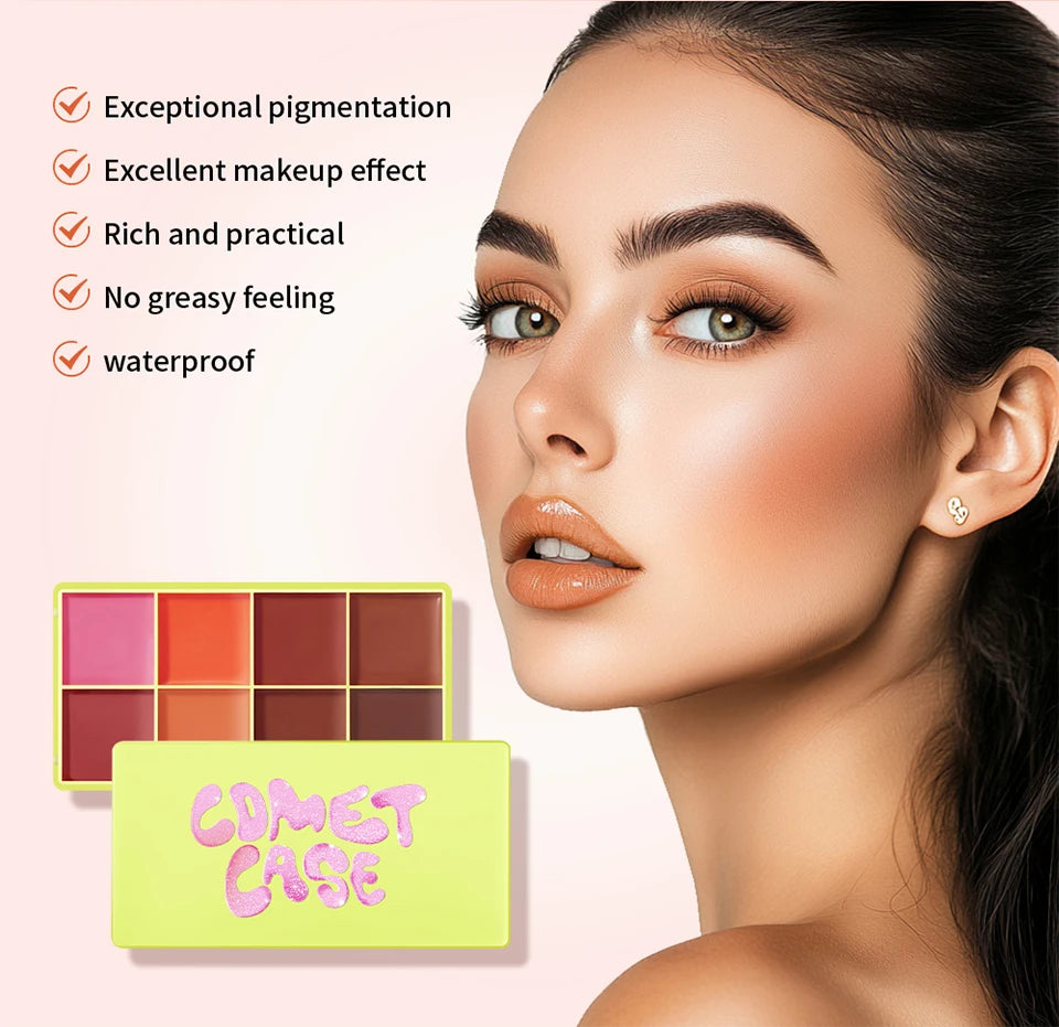 8-Color Cream Blush and Contour Palette - 9