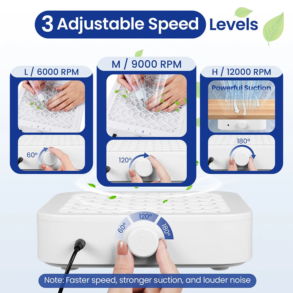 2-in-1 Powerful Nail Dust Collector and Manicure Vacuum - 27