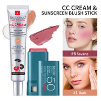 Color Correcting CC Cream and Sunscreen Blush Stick Duo