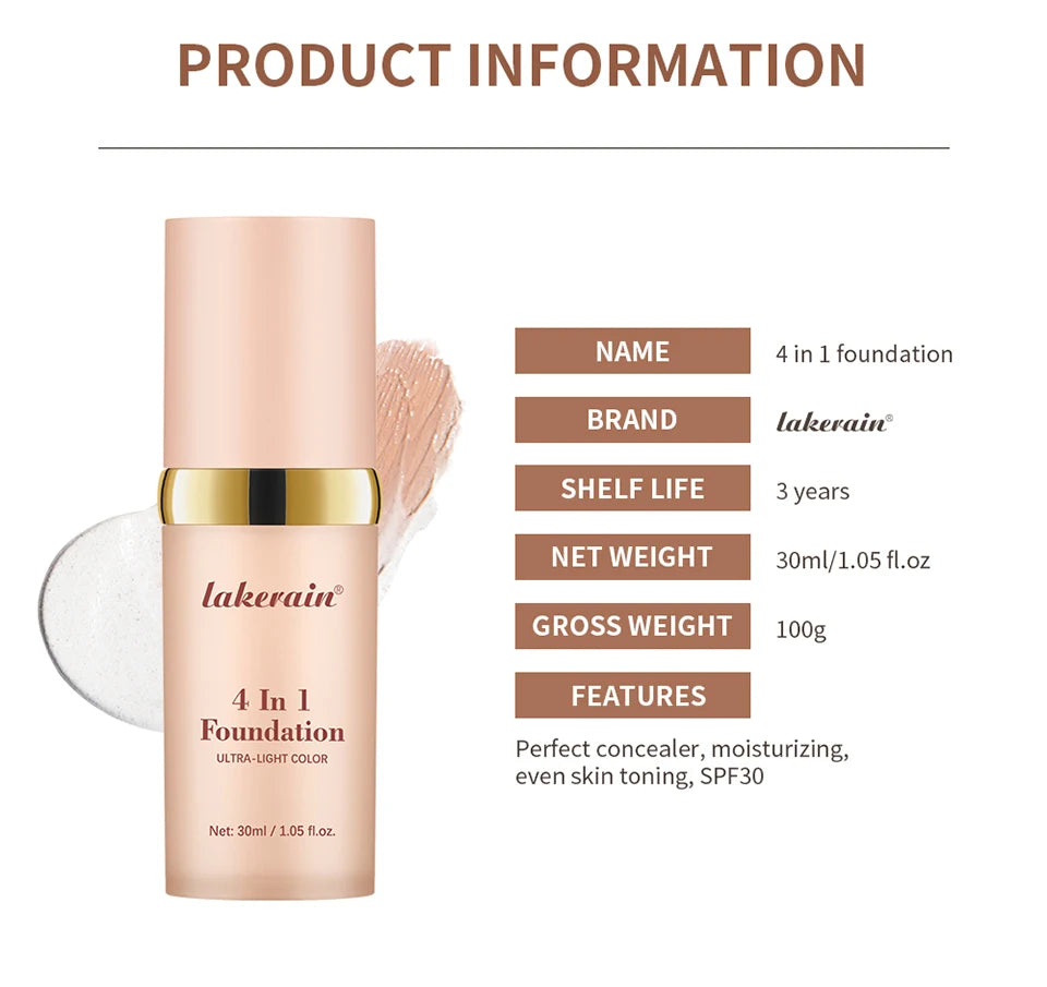 4-in-1 Color-Changing Hydrating Foundation with SPF 30+ - 16