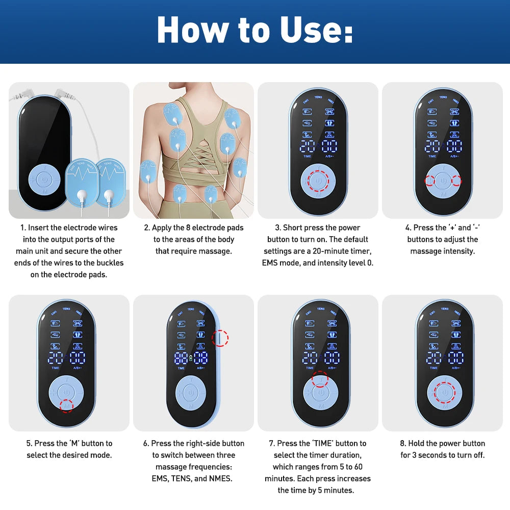 Dual-Channel TENS EMS Muscle Stimulator for Pain Relief and Recovery - 4
