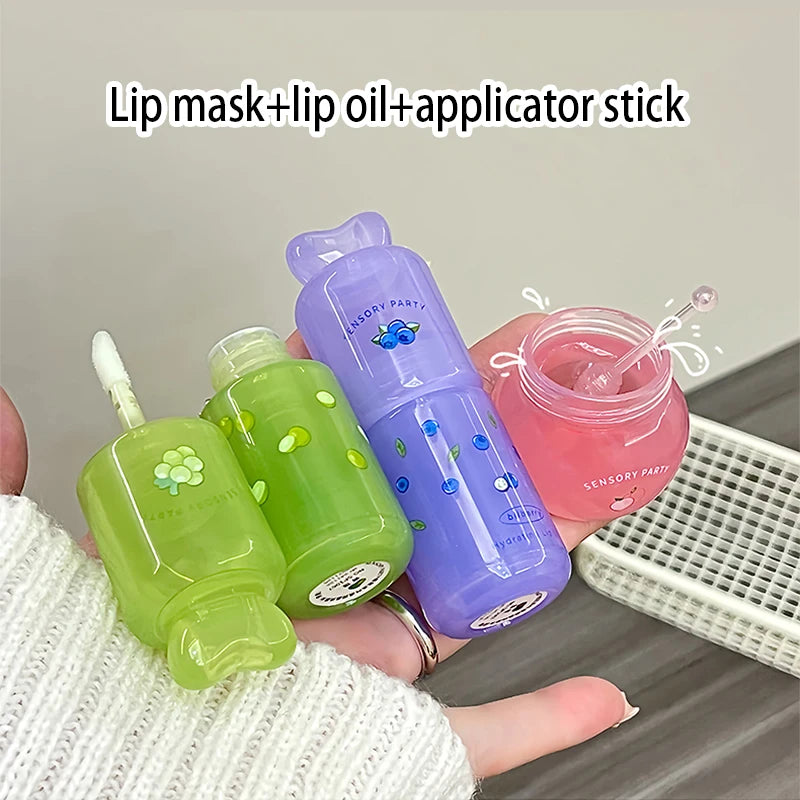 Hydrating Fruit Lip Mask and Oil Set for Soft Lips - 6