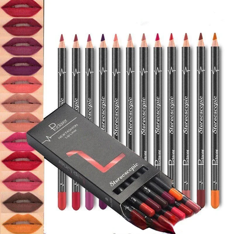 12-Piece Waterproof Matte Lip Liner Pencil Set - 2