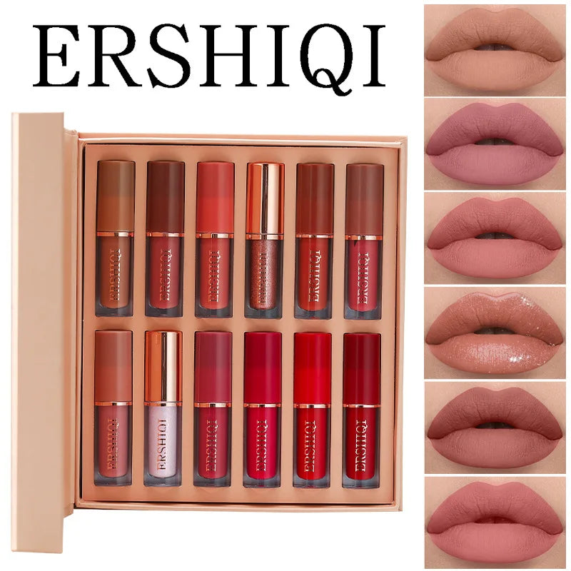 12-Color Waterproof Matte Liquid Lipstick Set - 23