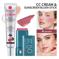 Color Correcting CC Cream and Sunscreen Blush Stick Duo