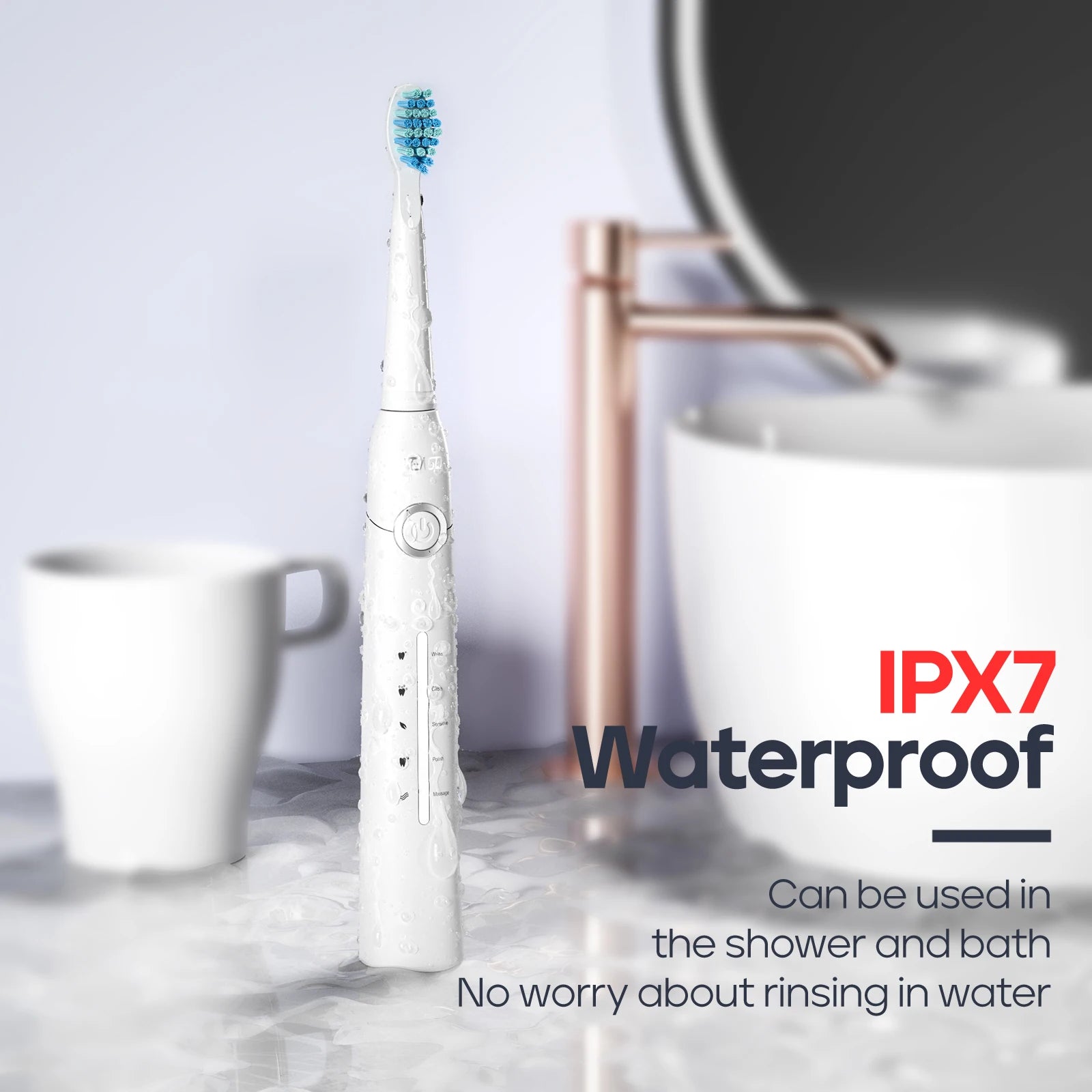 Rechargeable Ultrasonic Electric Toothbrush with 10 Replacement Heads - 10