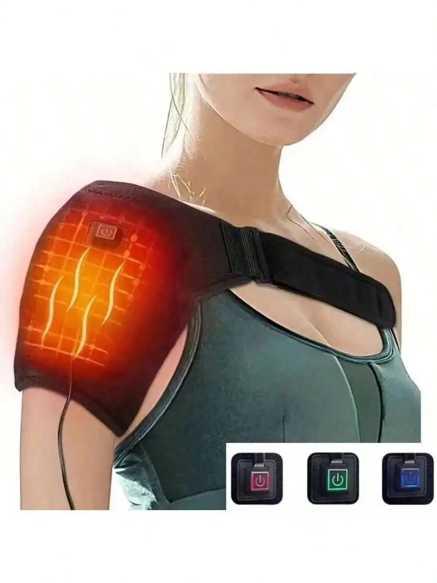 USB Heated Shoulder Massage Brace for Pain Relief