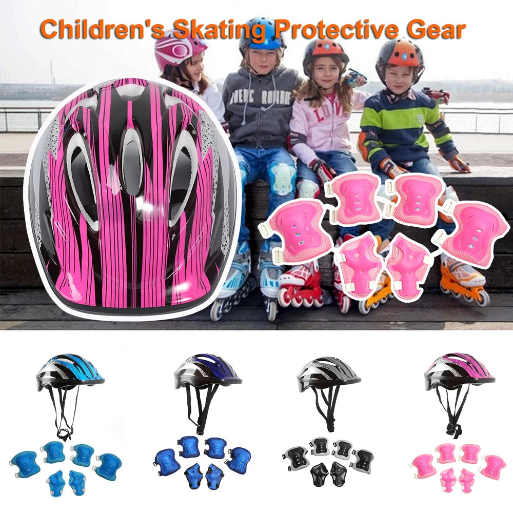 Kids Protective Helmet and Safety Gear Set - 6