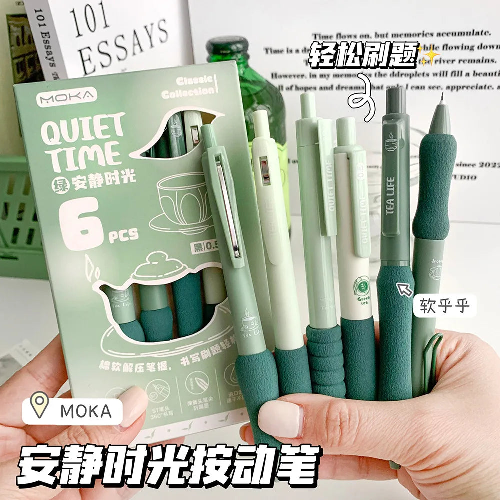 6-Piece Aesthetic Quick-Dry Gel Pen Set - 12