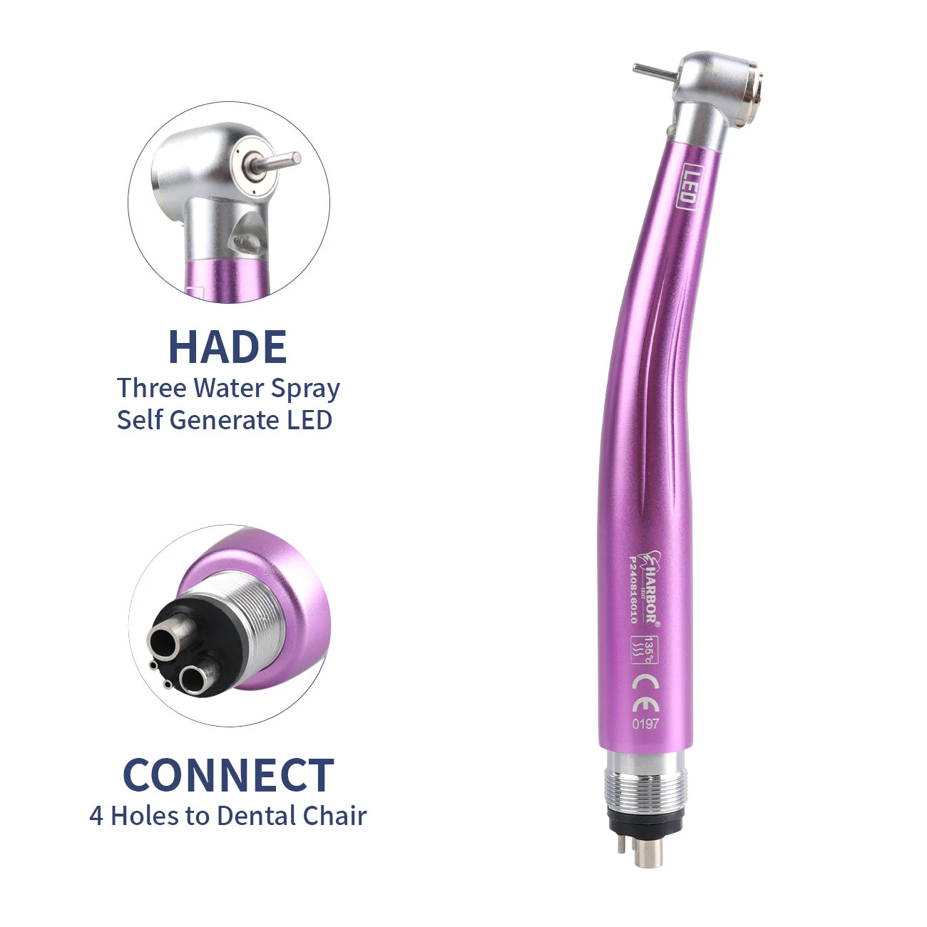 LED Dental High-Speed Handpiece with Triple Water Spray - 10