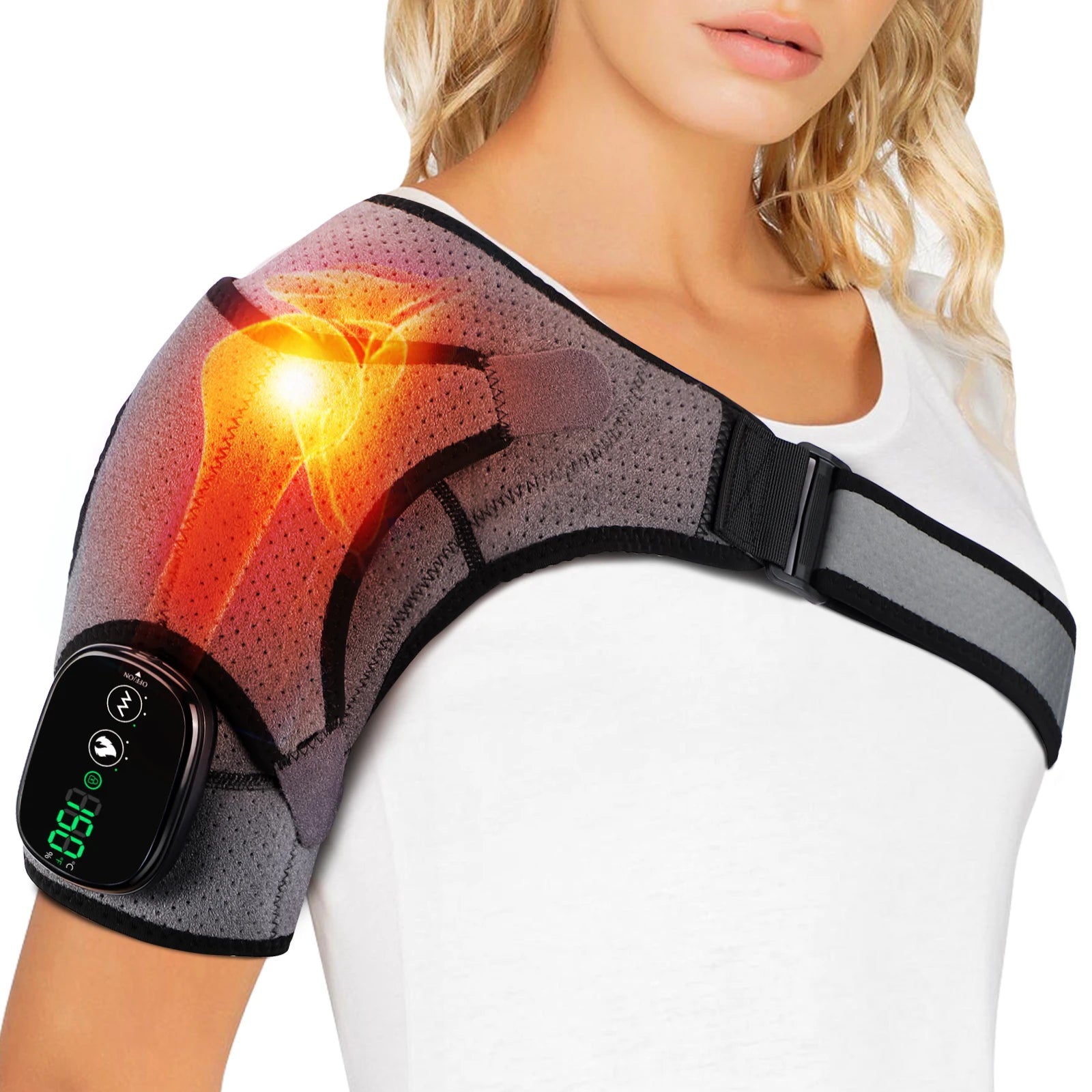 Electric Heated Shoulder Massage Brace with Vibration - 2