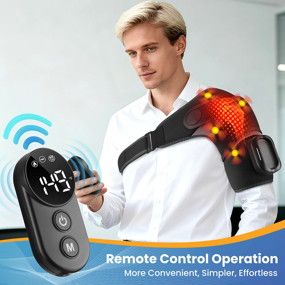 Heated Vibration Shoulder Massage Wrap with Remote - 2