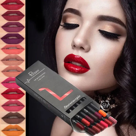 12-Piece Waterproof Matte Lip Liner Pencil Set