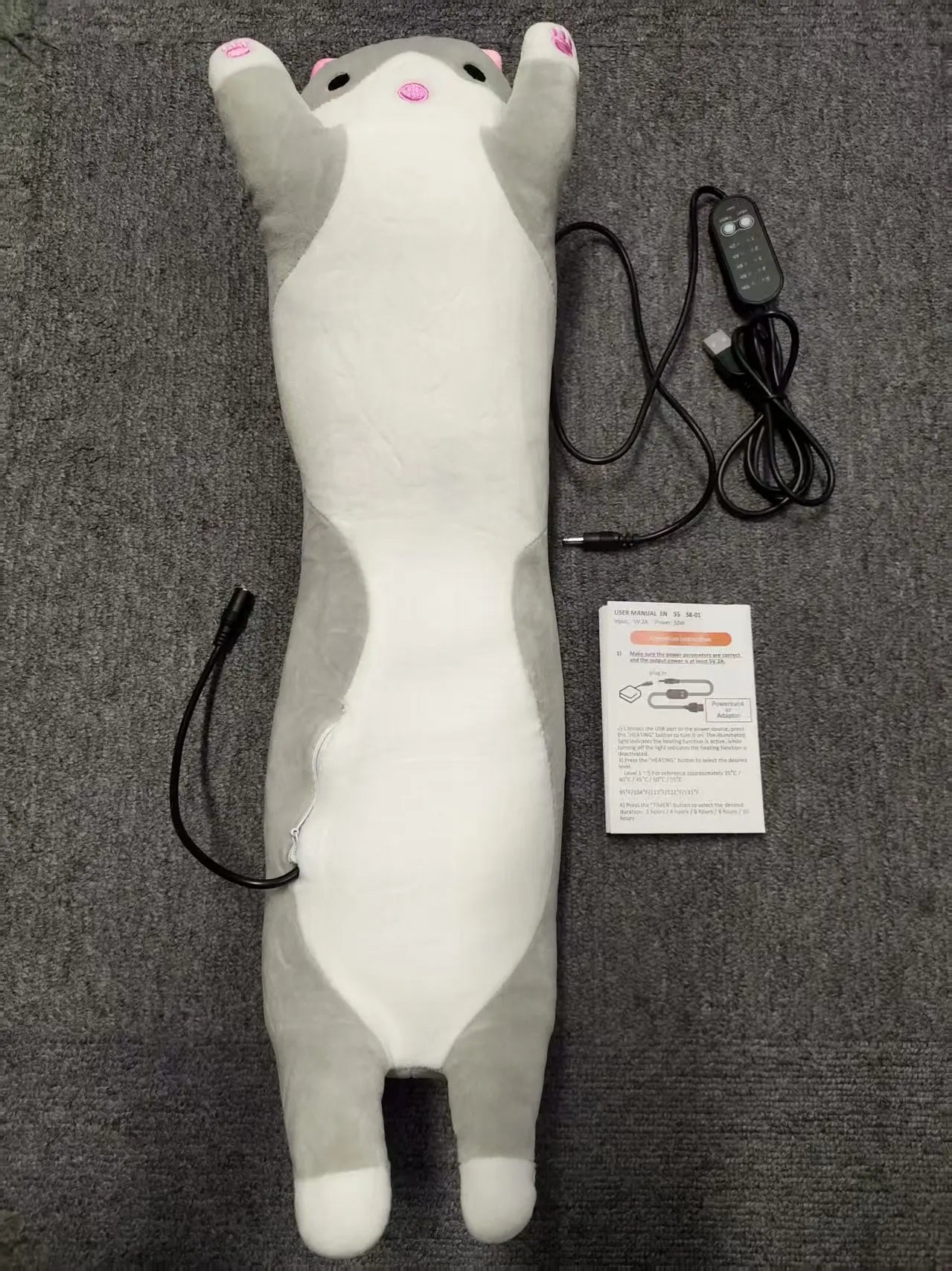 Cute Cat Heated Plush Pillow for Pain Relief & Relaxation - 6