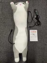 Cute Cat Heated Plush Pillow for Pain Relief & Relaxation