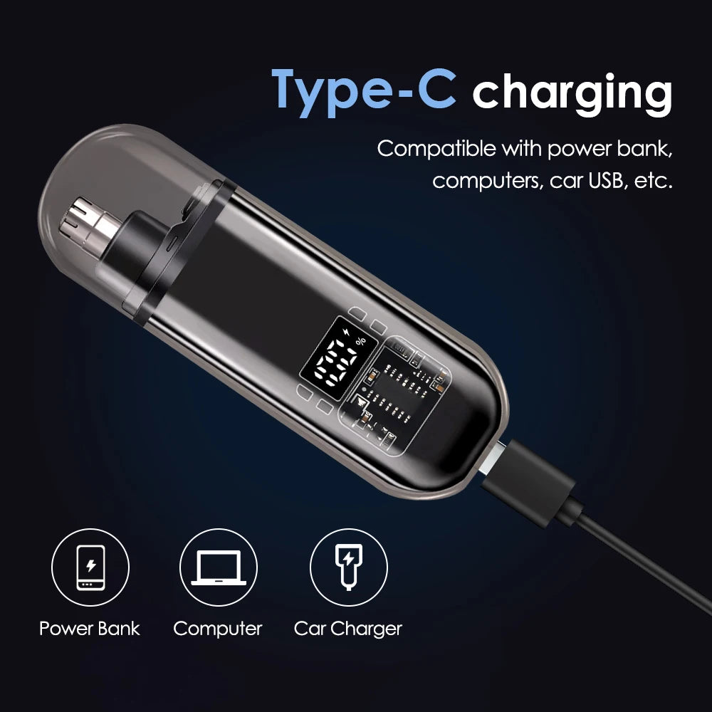 Portable Rechargeable Electric Nose & Ear Hair Trimmer - 6