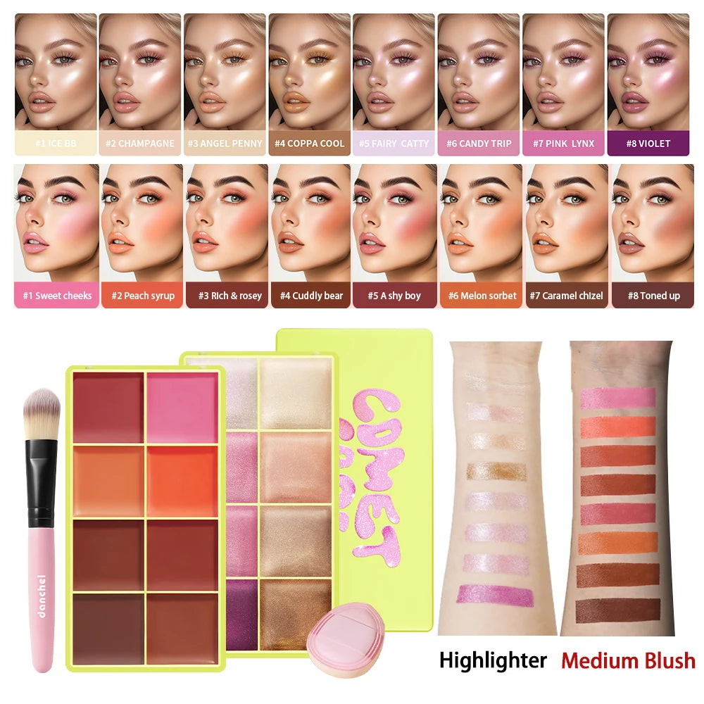 All-in-One Cream Blush and Highlighter Palette Set - 33