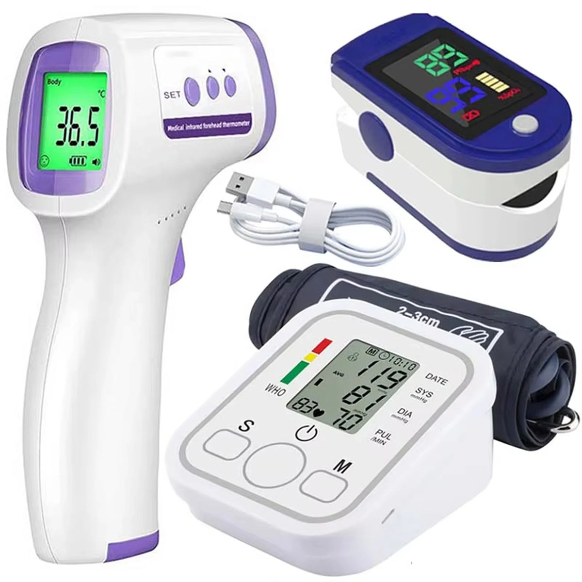 Digital Health Monitoring Kit: Blood Pressure, Oximeter & Thermometer