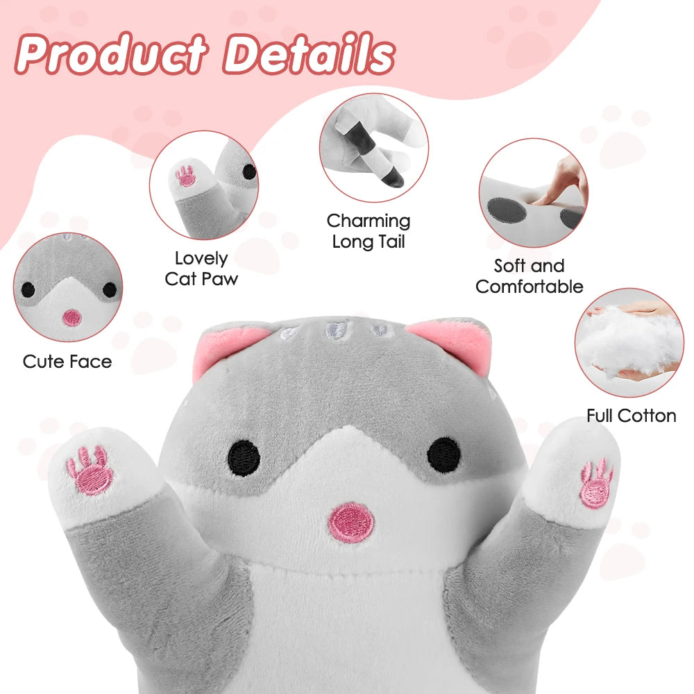 Cute Cat Heated Plush Pillow for Pain Relief & Relaxation - 12