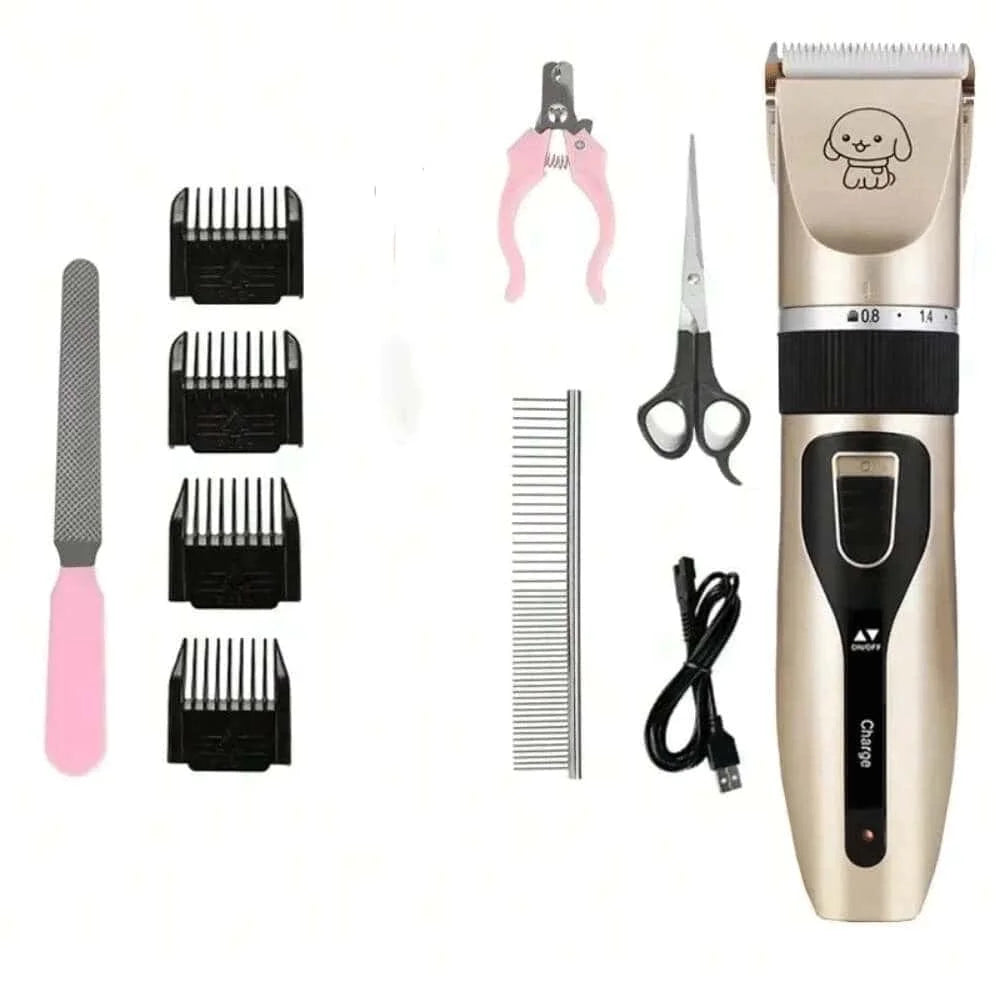 Professional Low-Noise Electric Pet Grooming Clipper Kit - 6