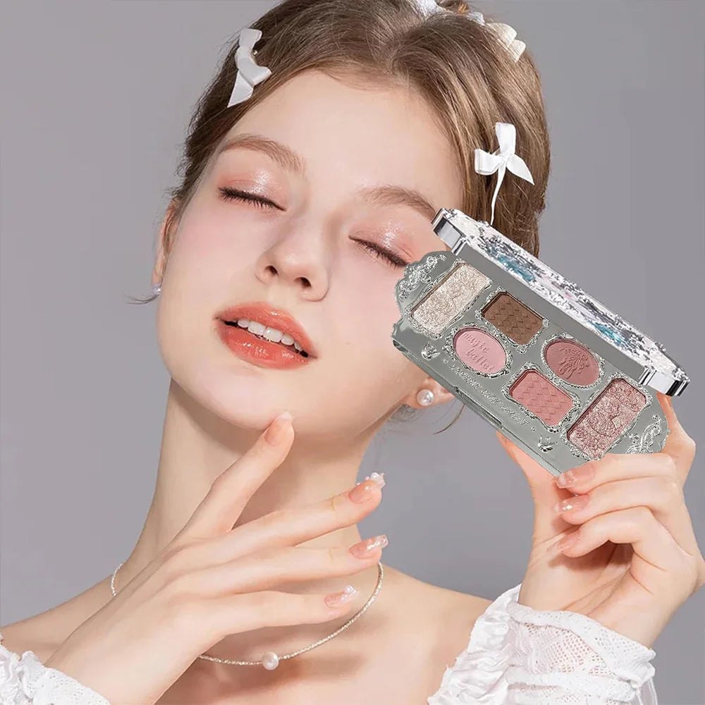 6-Color Shimmer Eyeshadow & Highlighter Makeup Palette - 5
