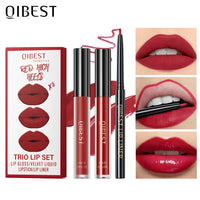3-Piece Waterproof Matte Lipstick and Lip Liner Set