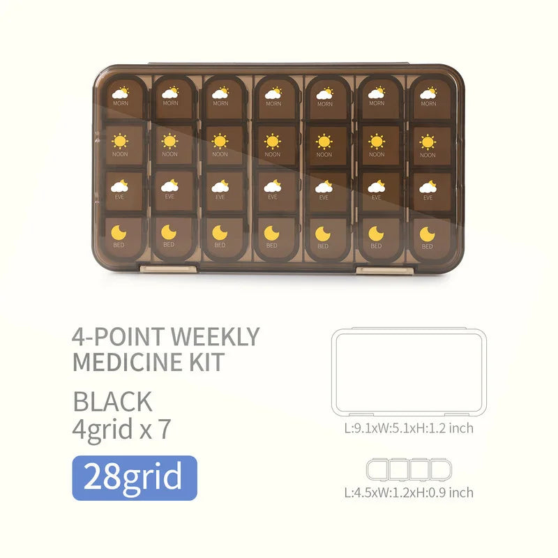 7-Day Portable Weekly Pill Organizer and Medication Dispenser - 14