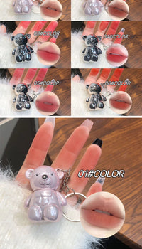 Cute Bear Keychain Velvet Matte Lip Clay