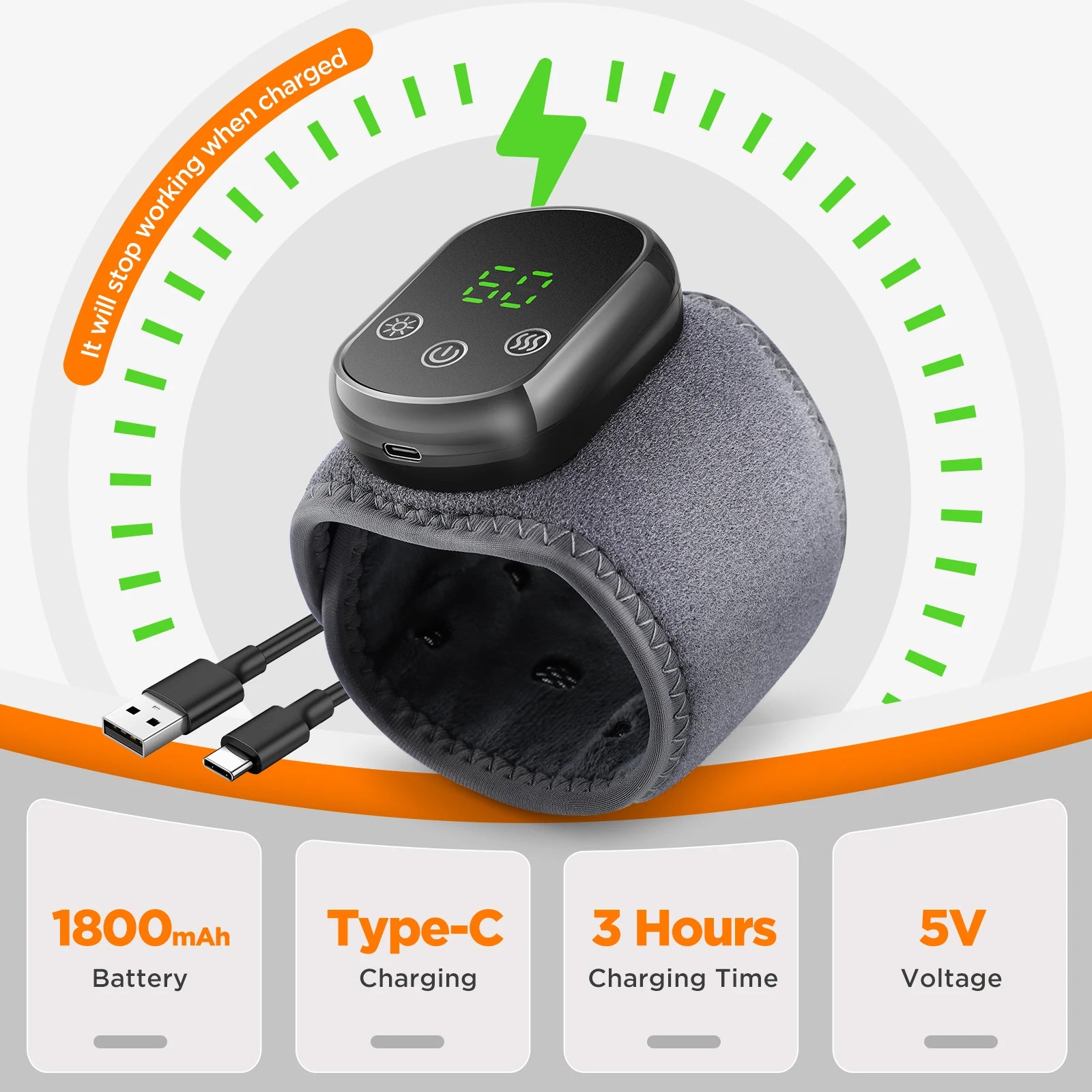 Heated Vibrating Wrist Massager for Pain Relief - 27