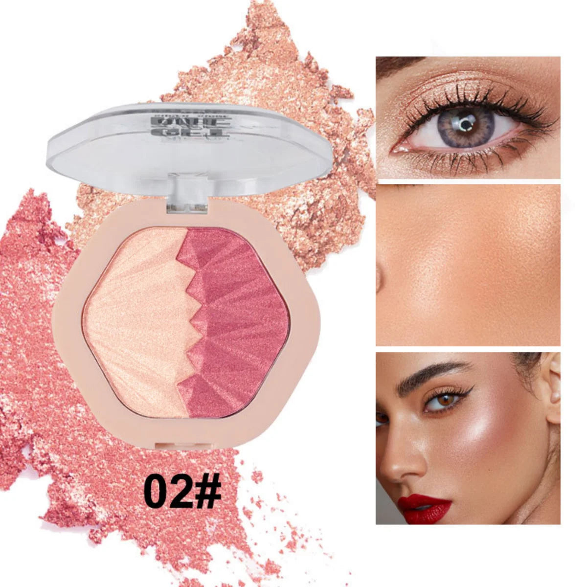 Shimmering Dual-Tone Highlighting Blush Palette - 6