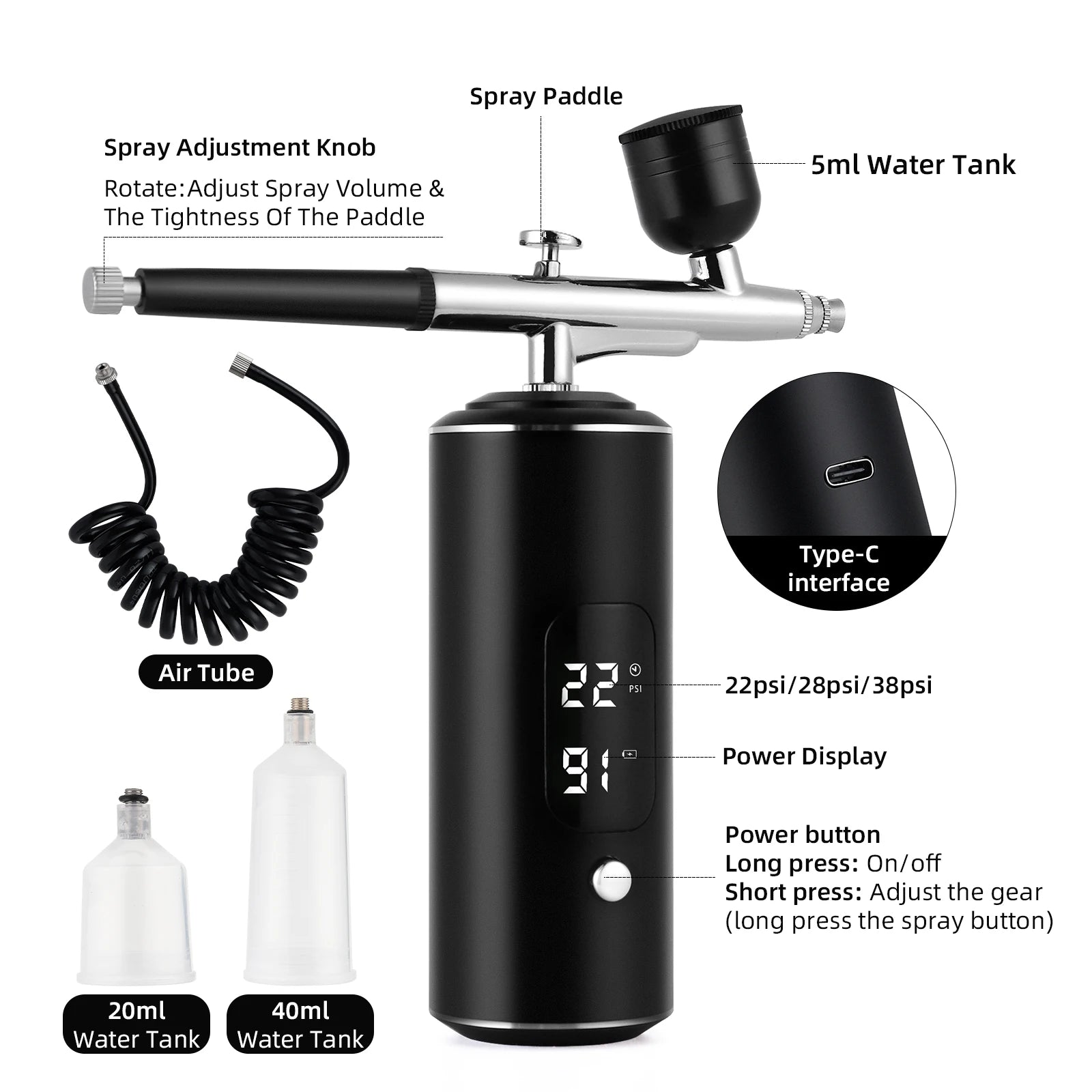 Portable Cordless Airbrush Kit for Makeup and Crafts - 13