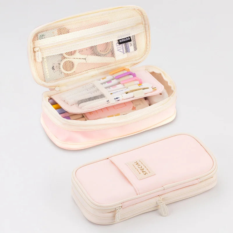 Large Capacity Double Layer Kawaii Pencil Case for Students - 14