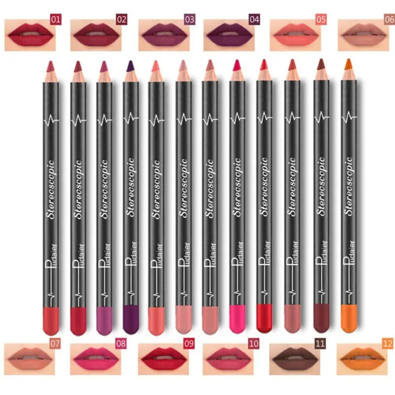 12-Piece Waterproof Matte Lip Liner Pencil Set - 11