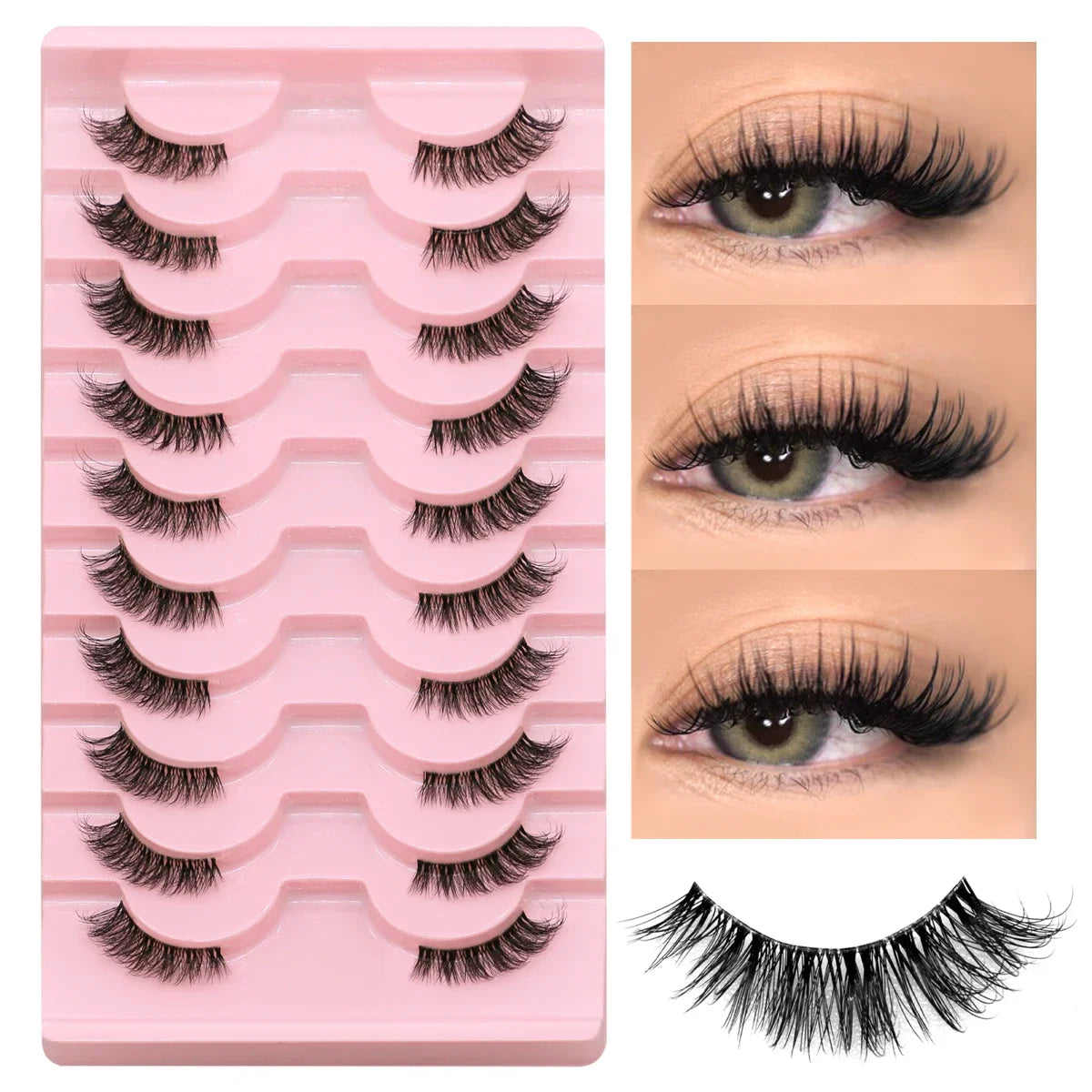 Natural Cat Eye Half Lashes with Invisible Band - 25