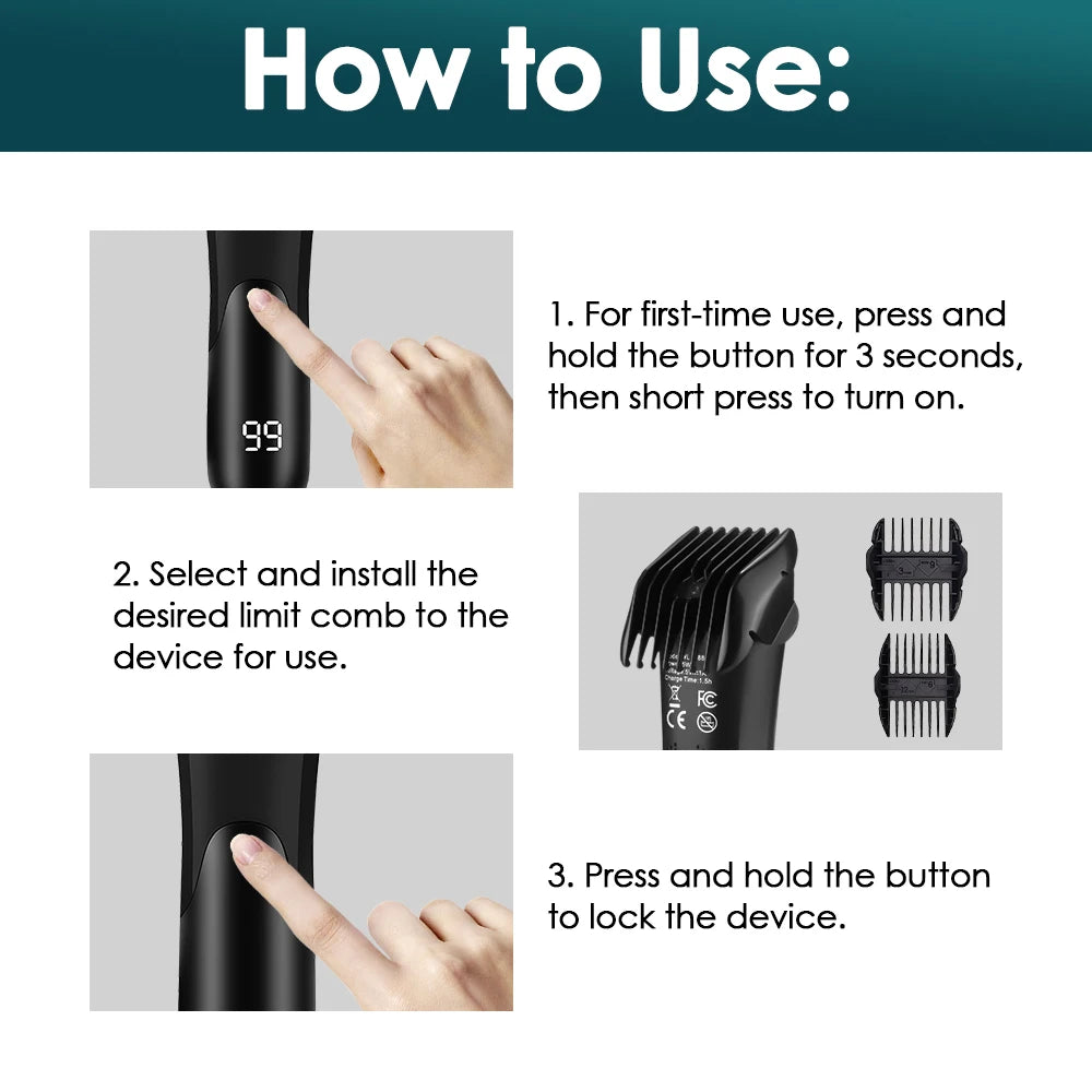Electric Body and Groin Hair Trimmer with LED Light - 7