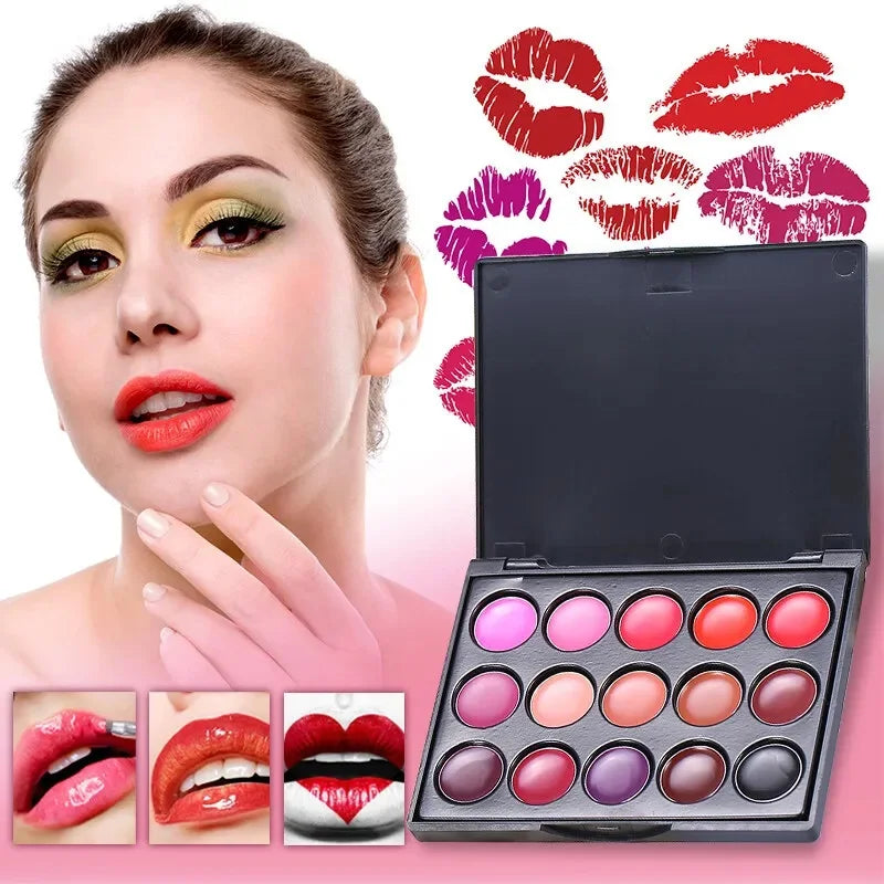 15-Color Long-Lasting Waterproof Lipstick Palette - 1